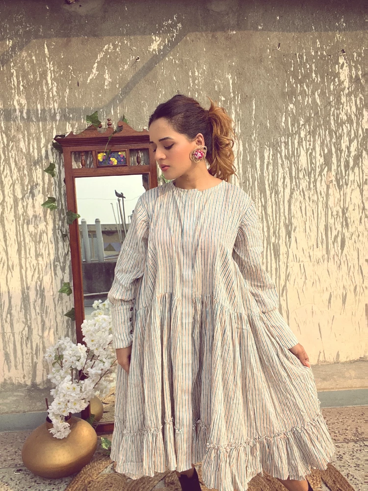 White Stripped Blue Short Dress-2.webp